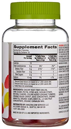 Amazon Brand - Mama Bear - Kids Fiber Gummies - Supports Digestive Health, Orange, 60 Count