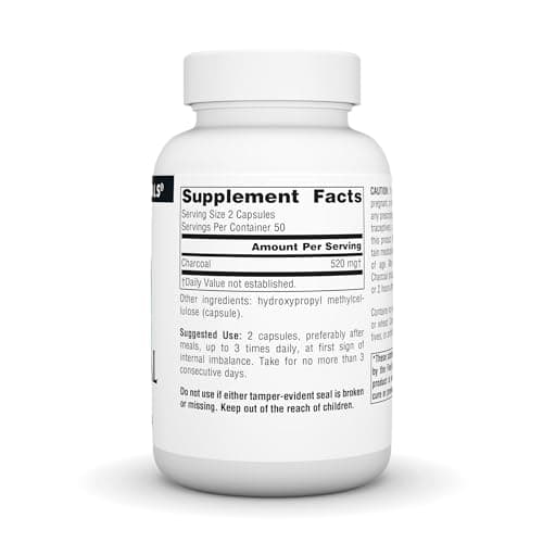 Source Naturals Charcoal - 100% Pure Activated, Digestive Aid - 100 Capsules
