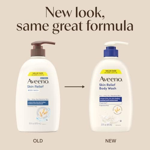 Aveeno Skin Relief Fragrance-Free Body Wash with Triple Oat® Complex, Gentle Daily Cleanser for Sensitive Skin Leaves Itchy, Dry Skin Feeling Soothed & Moisturized, 33 fl. oz