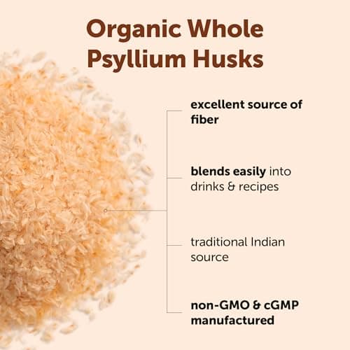 Micro Ingredients Organic Whole Psyllium Husks, 3lbs | Daily Soluble Fiber Supplement with Prebiotics | Psyllium Husk Sourced from India | Non-GMO, Keto Friendly, Vegan