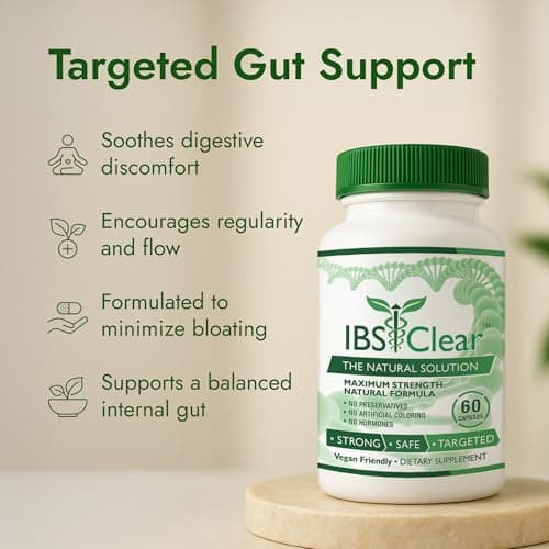 IBS Clear - IBS Support - Vitamin D, Psyllium Husk, Fennel - 180 Capsules - 3 Month Supply