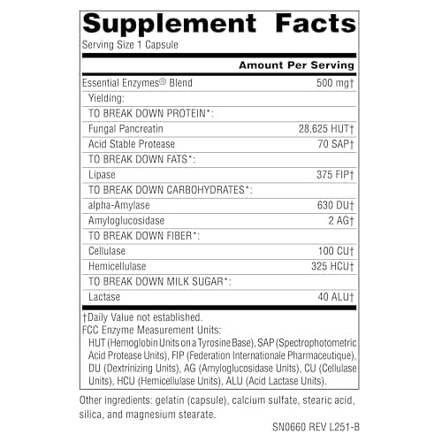 Source Naturals Essential Enzymes 500mg Bio-Aligned Multiple Supplement Herbal Defense for Digestion, Gas & Constipation Relief - Strong Immune System Support* - 120 Capsules
