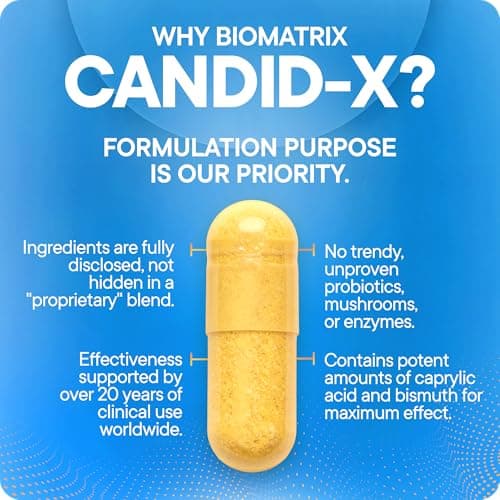 BioMatrix Candid-X Gut Cleanse with Berberine, Oregano, Sodium Caprylate, Chamomile, Ginger, PAU D'arco, Digestive Supplement for Men and Women | 90 Capsules