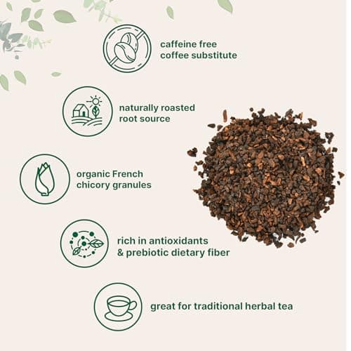 Organic French Chicory Root, 2lbs | Roasted Chicory Granule | Brews like Regular Coffee | Caffeine Free Coffee Substitute | Rich in Prebiotic Fiber | Non-GMO