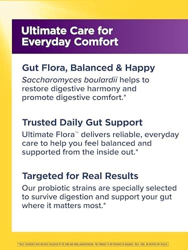 Renew Life Ultimate Flora Saccharomyces Boulardii Probiotics | 5 Billion CFU | 20 Vegan Capsules Go Pack | Helps Balance Intestinal Flora