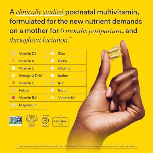 Ritual Postnatal Multivitamin for Women - Key Essential Vitamins and Minerals to Support Mom and Baby Postpartum and Throughout Lactation* - Choline, Omega-3 DHA - Mint - 60 Capsules - 30 Servings