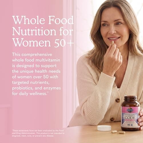Garden of Life Vitamin Code Multivitamin for Women 50 & Over, 240 Capsules, for Women 50 Plus with B Vitamins, Vitamins A, C, D3, E & K, CoQ10, Probiotics & Enzymes