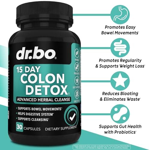 Colon Cleanser Detox for Weight Flush - 15 Day Intestinal Cleanse Pills & Probiotic - Fast Natural Laxative for Constipation Relief - Bowel Movement Supplements for Stomach Bloating, Gut Loss Support