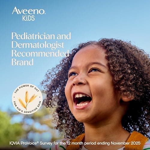 Aveeno Kids Face & Body Wash for Sensitive Skin, Oat Extract, Tear-Free, Non-Drying, Light Scent, Pump Dispenser, Hypoallergenic, Sulfate & Dye Free, 18 fl oz