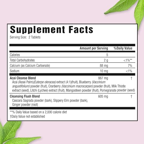 Applied Nutrition 14-Day Acai Berry Cleanse - 56 Tablets, Pack of 2 - Weight-Loss Support Flush + Milk Thistle - 56 Servings