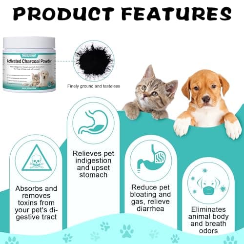 Activated Charcoal for Dogs, Cats, and All Pets, Charcoal for Dogs Poisoning, Digestive Health, Gas & Liver Support, Non-GMO, Gluten Free,3.53oz(Powder)